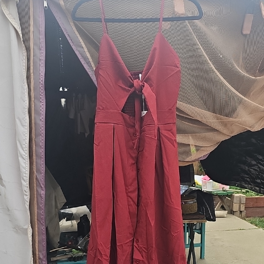 NWT EcoWish Red Button-Front Dress
